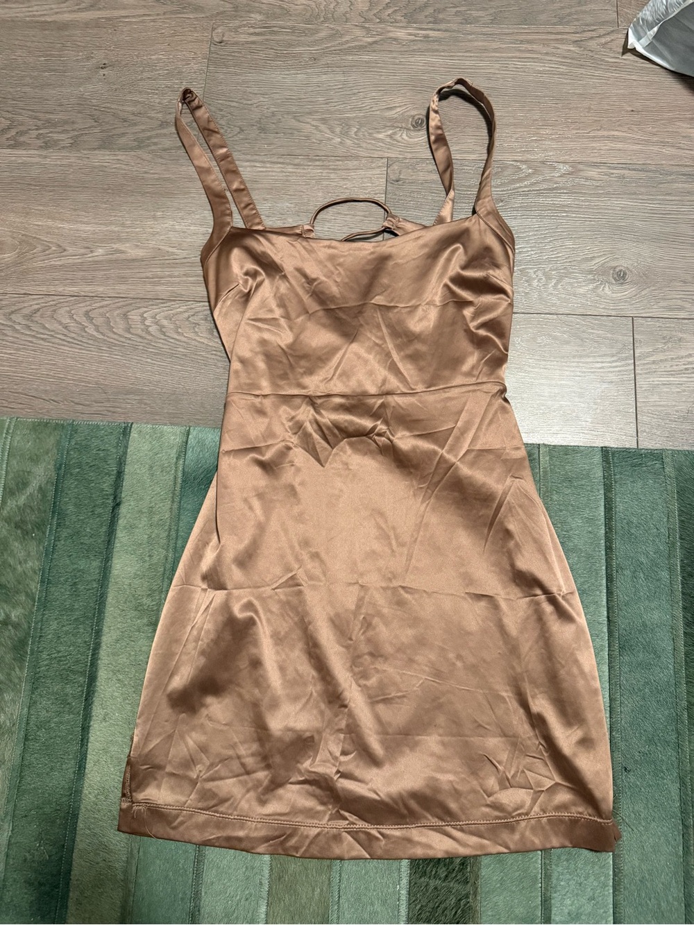 Free People Satin Slip Mini Dress in Brown
